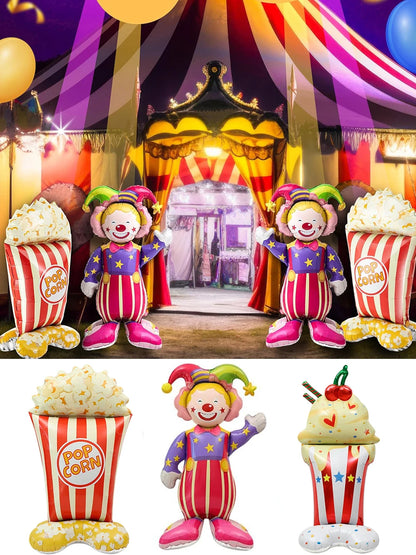 Carnival Theme Party Decoration Self Standing Clown Circus Balloons Happy Sign Banner for Carnival Birthday Party Decor Supplies
