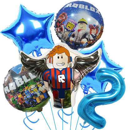 Roblox Birthday Party Decoration Roblox Game Set Tableware Tablecloth Balloon Cake Topper Backdrop Baby Showe Toy Party Supplies