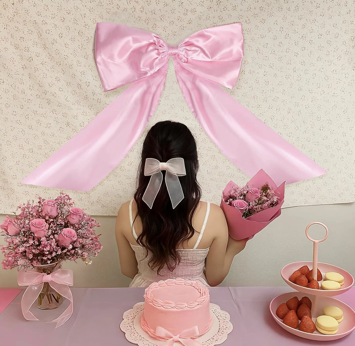 90cm Large Bow Themed Party Decorations Christmas Tree Topper Bow Ribbon for Christmas Wedding Birthday Party Wall Pendant Decor