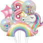 Rainbow Unicorn Aluminum Balloon 32inch Gradient Number Balloon Unicorn Party Supplies Unicorn Party Decoration Baby Shower