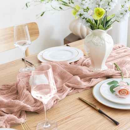 Dusty Pink Semi-Sheer Wedding Table Runner Gauze Cheesecloth Table Setting Dining Wedding Party Christmas Arches Cake Decor