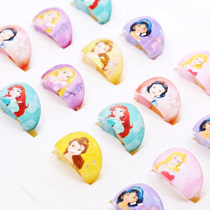 Princess Birthday Party Decoration Kids Party Gifts Favor Ring Princess Children Acrylic Ring Cartoon Accessories Toy Kids Gift