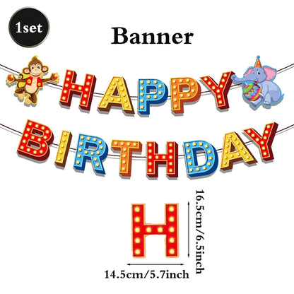 Carnival Theme Party Decoration Self Standing Clown Circus Balloons Happy Sign Banner for Carnival Birthday Party Decor Supplies