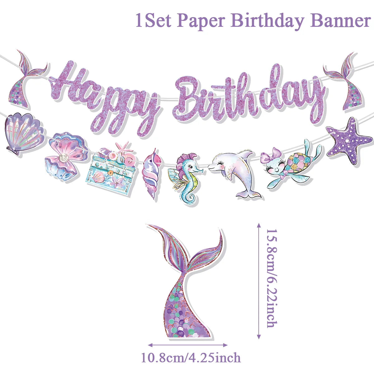 Little Mermaid Party Decoration Mermaid Disposable Tableware Happy 1st Birthday Party Decorations Kids Baby Shower Girl Supplies