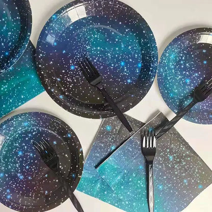 Disposable Starry Sky Theme Tablecloth Adult Children Birthday Party Decoration Starry River Star Outer Space Party Table Cloth