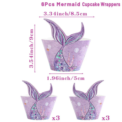 Little Mermaid Party Decoration Mermaid Disposable Tableware Happy 1st Birthday Party Decorations Kids Baby Shower Girl Supplies