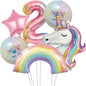 Rainbow Unicorn Aluminum Balloon 32inch Gradient Number Balloon Unicorn Party Supplies Unicorn Party Decoration Baby Shower
