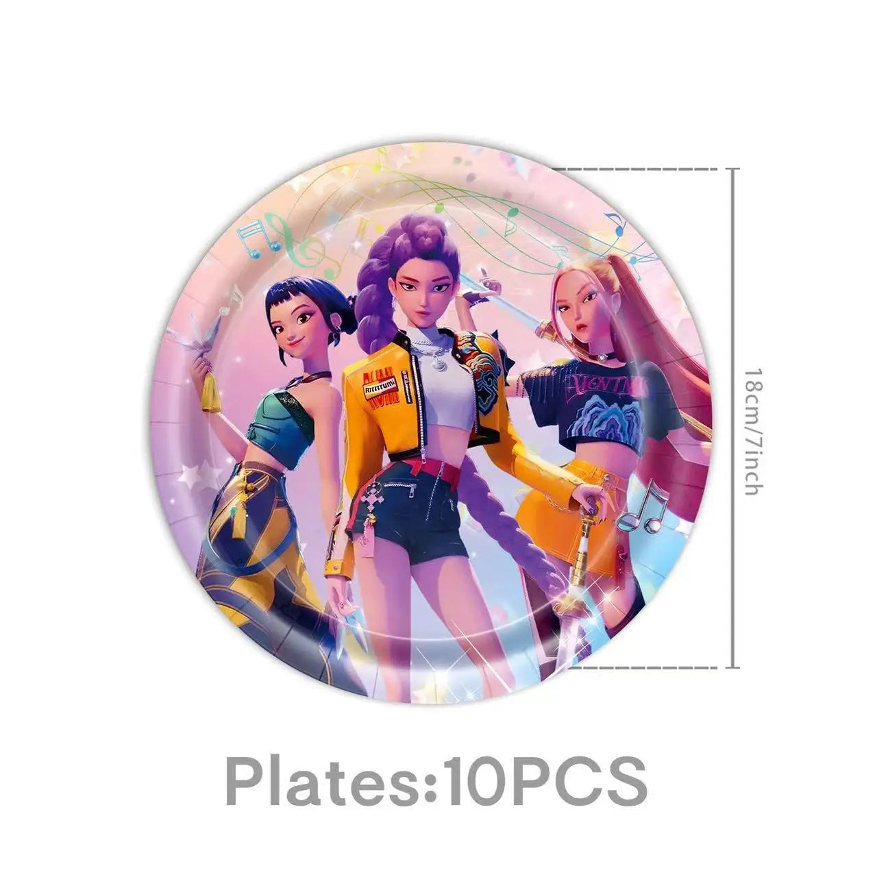 Kpop Demon Hunters Theme Disposable Tableware Set Party Supplies Huntrix Saga Boys Cake Toppings Hanging Cloth Party Decoration