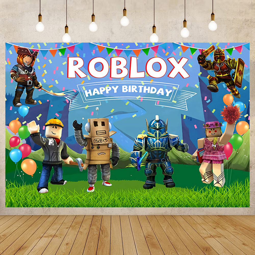 Roblox Birthday Party Decoration Roblox Game Set Tableware Tablecloth Balloon Cake Topper Backdrop Baby Showe Toy Party Supplies