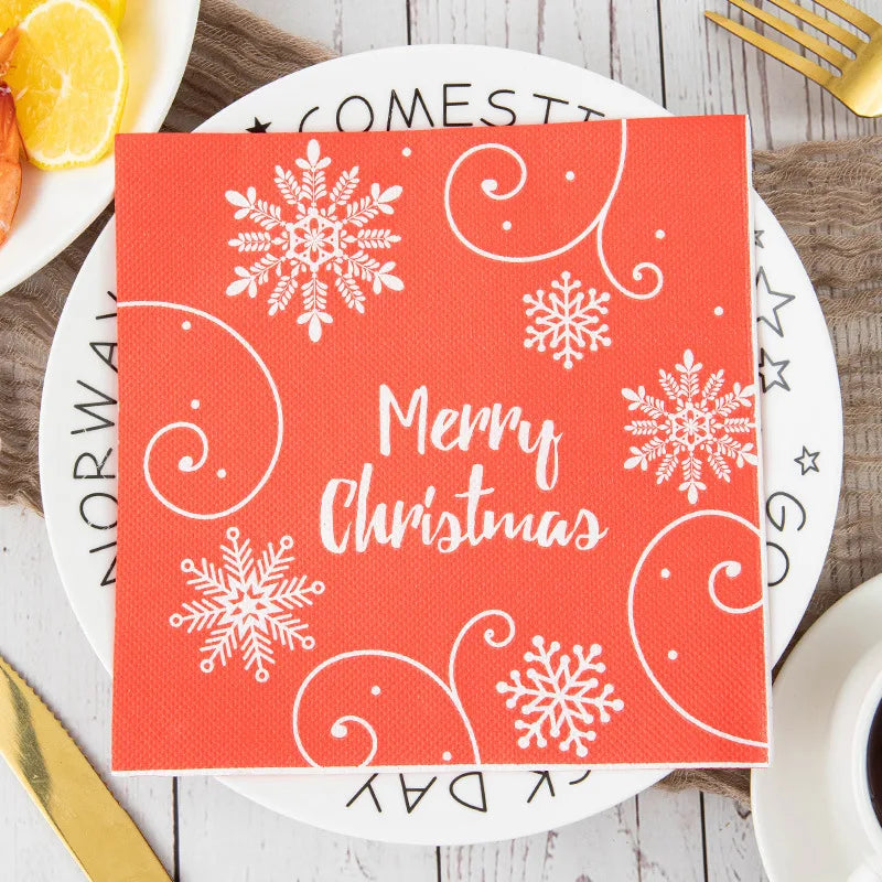 20 Christmas Napkins Holiday Party Decorations Disposable Party Supplies Festive Printed Paper Napkins Christmas Table Settings