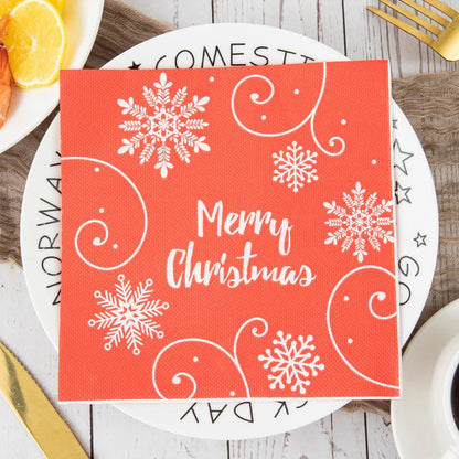 20 Christmas Napkins Holiday Party Decorations Disposable Party Supplies Festive Printed Paper Napkins Christmas Table Settings