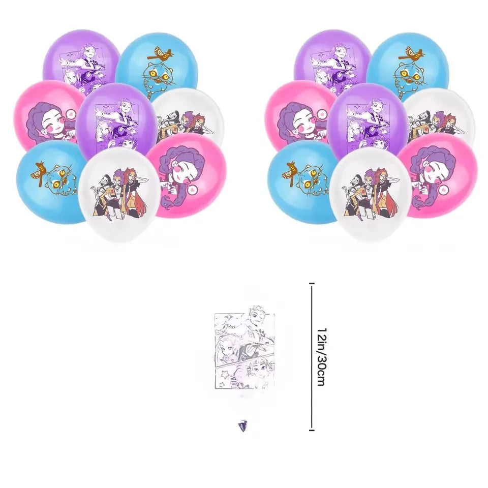Demon Hunters Party Decoration Set Balloons Banner for Birthday Party Korean Kpop Anime Party Pulling Outdoor Picnic Supplies