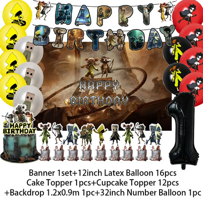 Game L-Little Nightmaresd 3 Birthday Party Decorations Balloons Banner Cake Topper Anime Backdrop Halloween Decor Kids Gifts