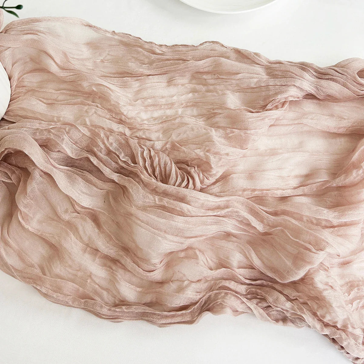 Dusty Pink Semi-Sheer Wedding Table Runner Gauze Cheesecloth Table Setting Dining Wedding Party Christmas Arches Cake Decor