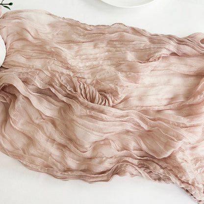 Dusty Pink Semi-Sheer Wedding Table Runner Gauze Cheesecloth Table Setting Dining Wedding Party Christmas Arches Cake Decor