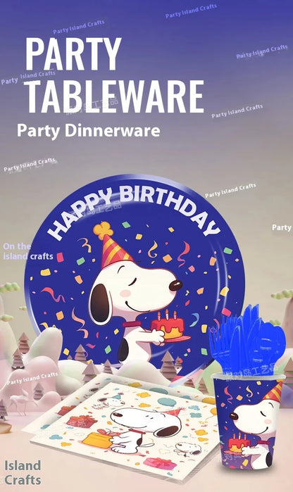 Snoopy Theme Party Decoration Layout Props Disposable Paper Plates Paper Towels Tablecloth Tableware Set Birthday Party Supplies