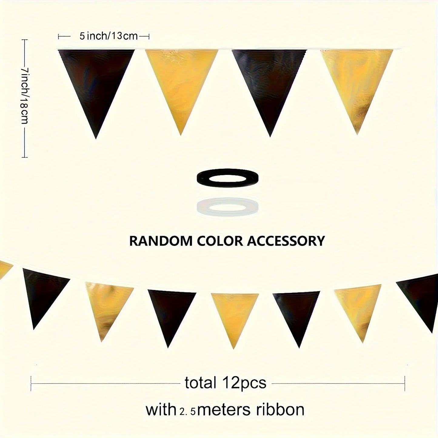 1 Set Black Golden Party Decorations Triangle Pennant Banner Flag Garland Birthday Graduation Wedding Engagement Party Supplies