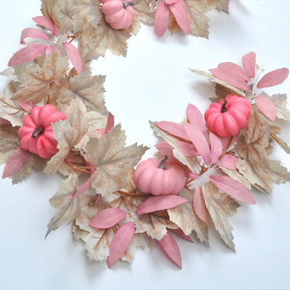 White Maple Leaf Decorations Pink Pumpkin Accents Fall Festival Party Supplies Faux Foliage Garlands Halloween Themed Home Decor