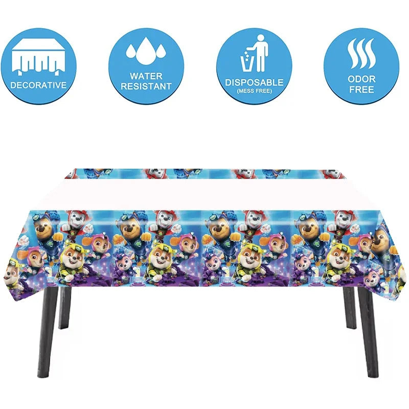 Paw Patrol Table Decoration Table Cloth Birthday Supplies Dog Party Decorations Disposable Table Cover Waterproof Party Supplies