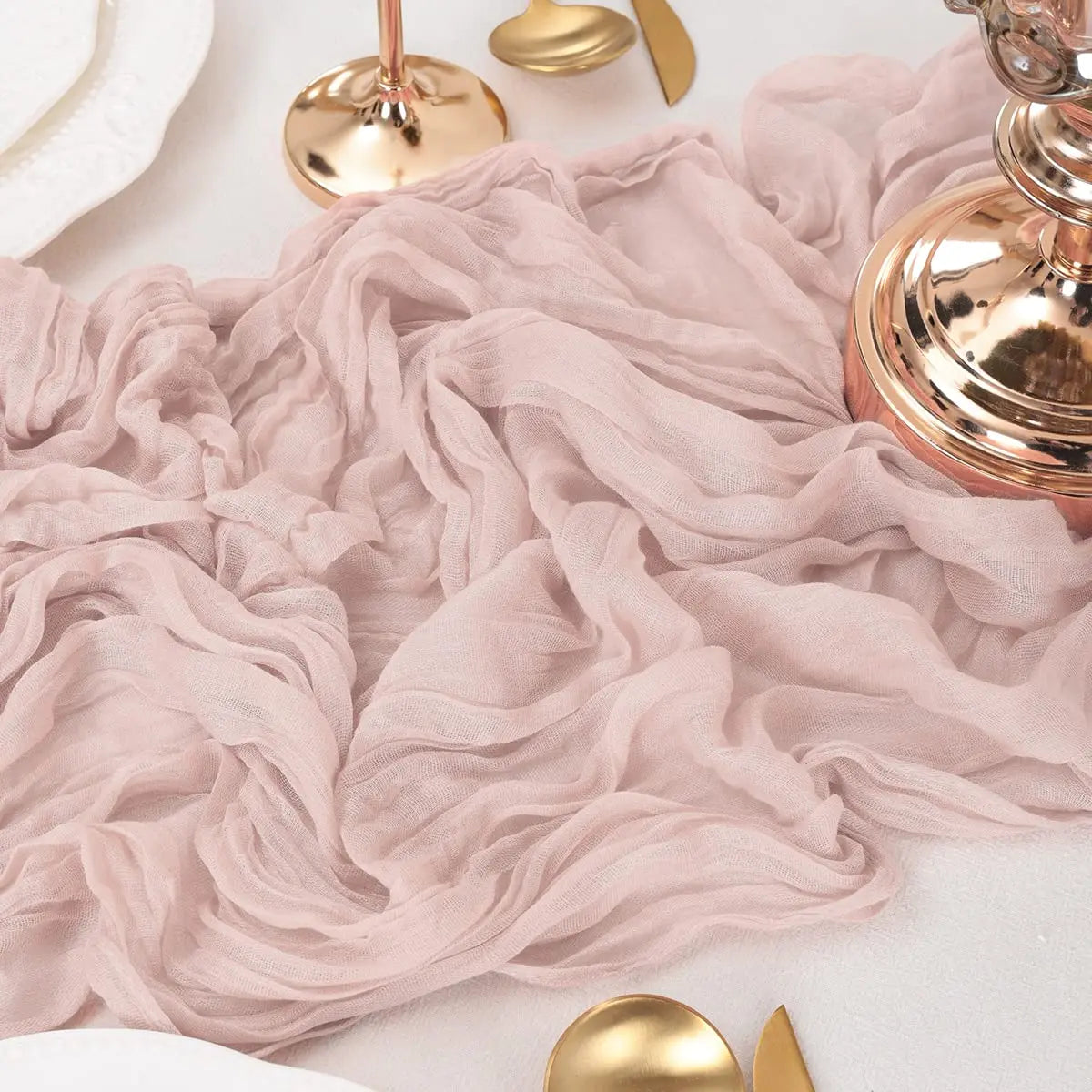 Dusty Pink Semi-Sheer Wedding Table Runner Gauze Cheesecloth Table Setting Dining Wedding Party Christmas Arches Cake Decor