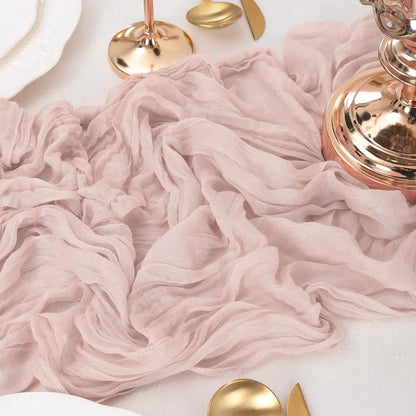 Dusty Pink Semi-Sheer Wedding Table Runner Gauze Cheesecloth Table Setting Dining Wedding Party Christmas Arches Cake Decor