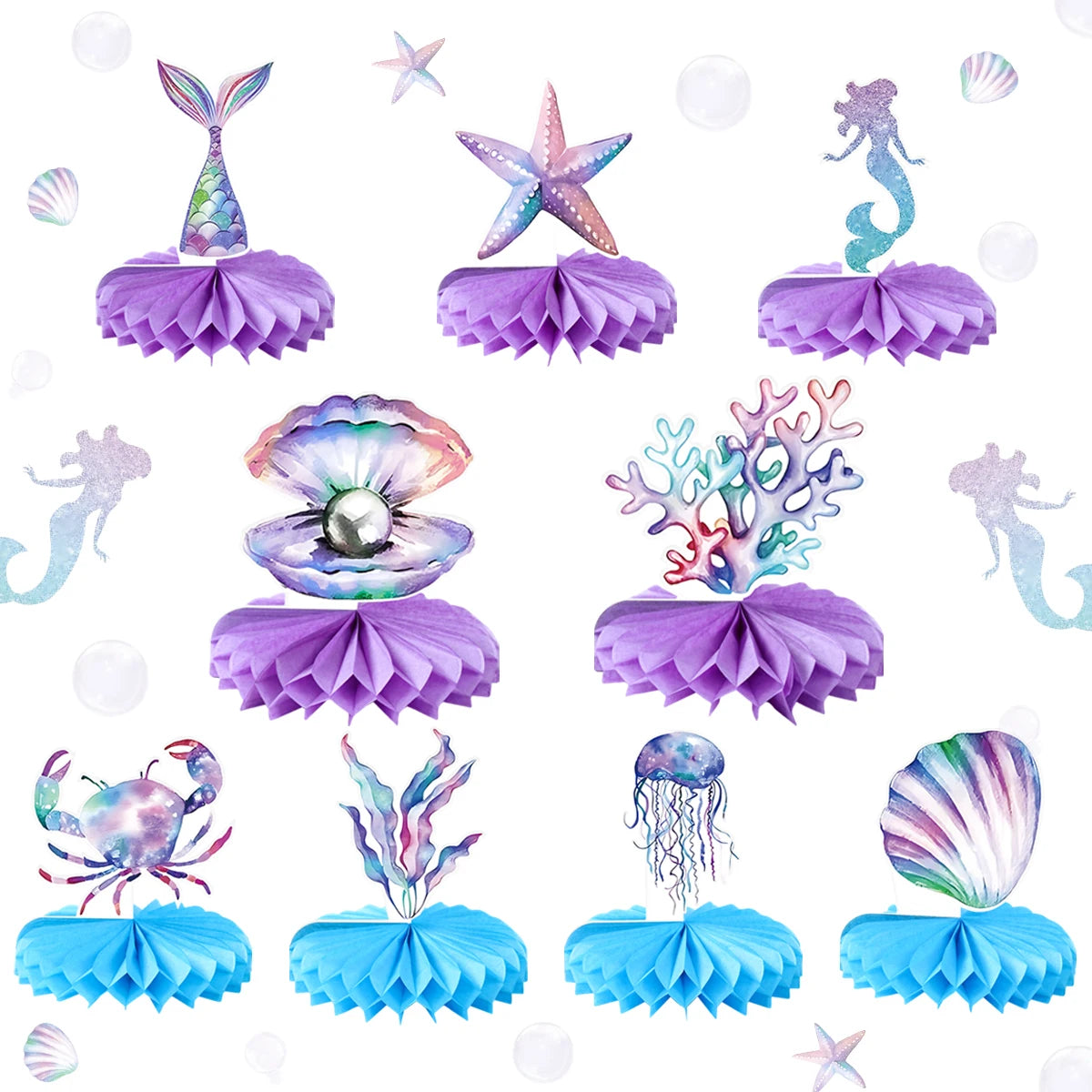 Little Mermaid Party Decoration Mermaid Disposable Tableware Happy 1st Birthday Party Decorations Kids Baby Shower Girl Supplies