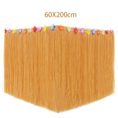 Tropical Party Decorations  Hibiscus Flower Garland Strawberry Cups Luau Grass Table Skirt Summer Beach Hawaiian Party Supplies