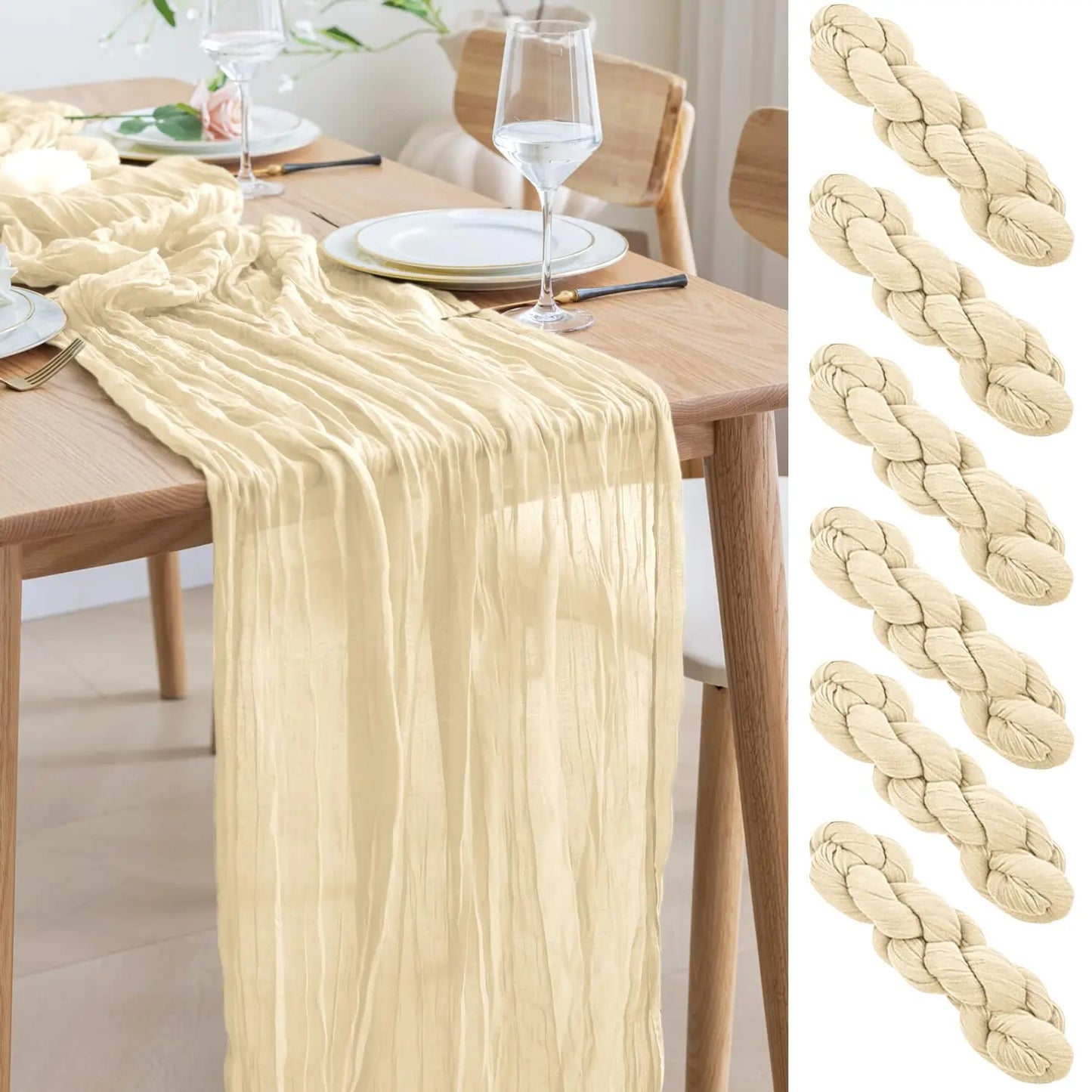 Dusty Pink Semi-Sheer Wedding Table Runner Gauze Cheesecloth Table Setting Dining Wedding Party Christmas Arches Cake Decor