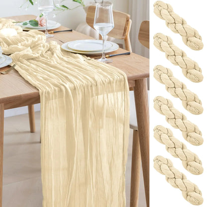 Dusty Pink Semi-Sheer Wedding Table Runner Gauze Cheesecloth Table Setting Dining Wedding Party Christmas Arches Cake Decor