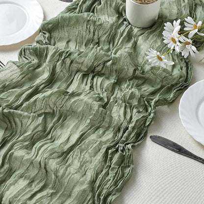 10Pcs Cheesecloth Table Runner Boho Gauze Table Runner 40x270cm Romantic Table Runner for Wedding Bridal Shower Birthday Party