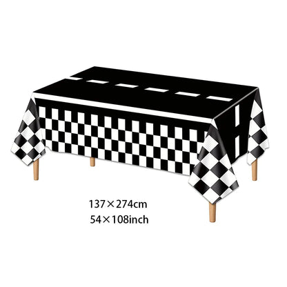 Racing Car Table Runner Tablecloths Table cover checkered flag racing road track kids Race Car Themed birthday Party Decoration