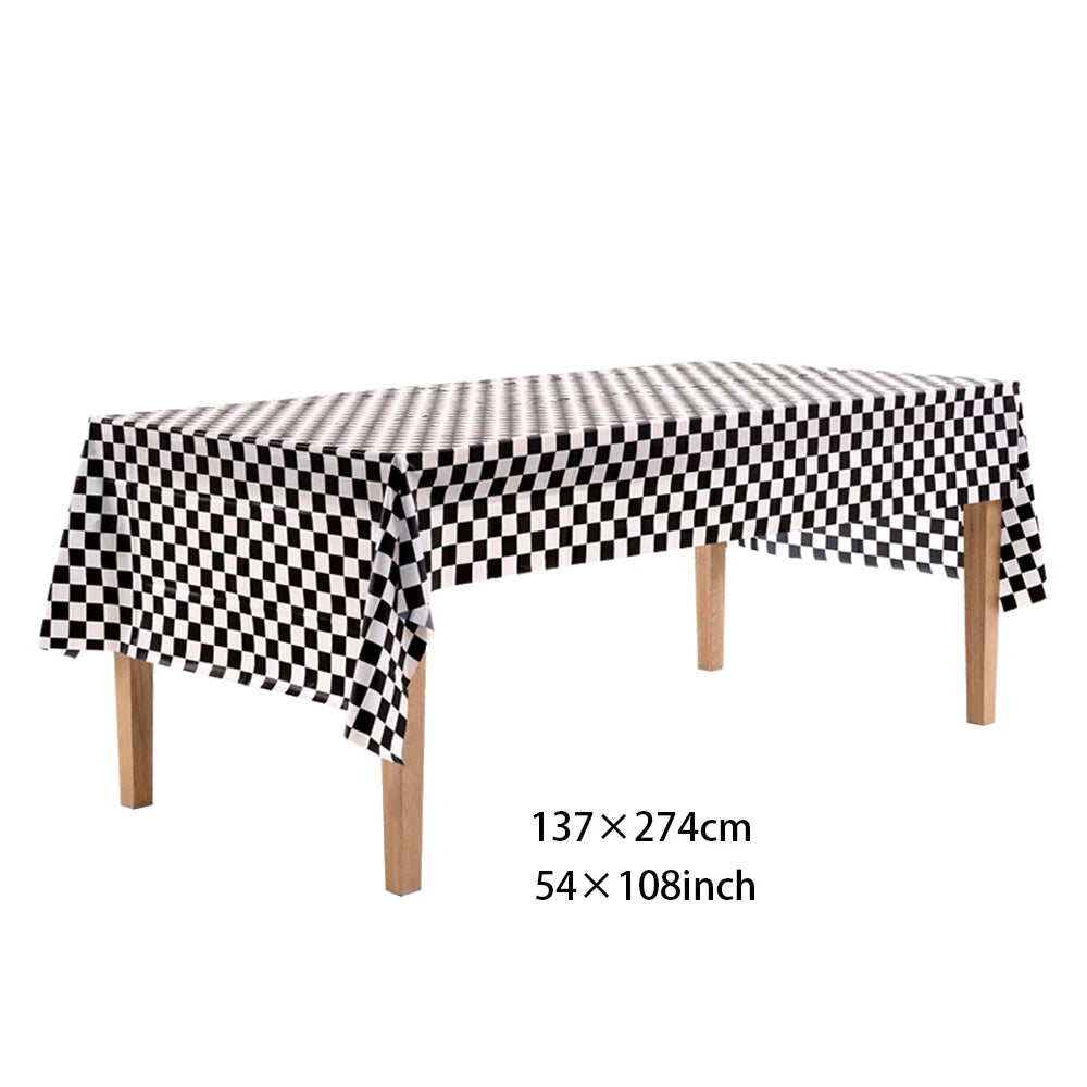 Racing Car Table Runner Tablecloths Table cover checkered flag racing road track kids Race Car Themed birthday Party Decoration