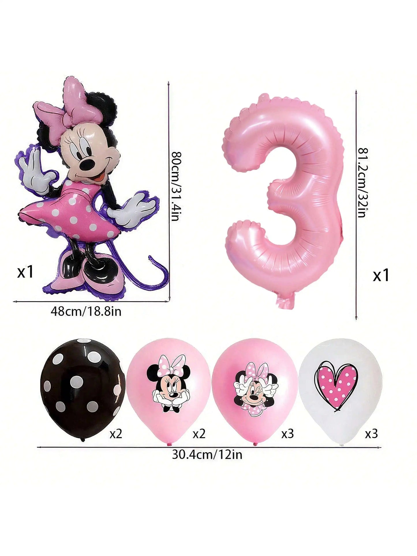 Minnie-themed Birthday Party Decorations, Decorations for Family and School Gatherings, Set of Latex Balloons and Foil Balloons