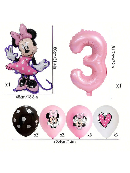 Minnie-themed Birthday Party Decorations, Decorations for Family and School Gatherings, Set of Latex Balloons and Foil Balloons