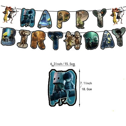 Game L-Little Nightmaresd 3 Birthday Party Decorations Balloons Banner Cake Topper Anime Backdrop Halloween Decor Kids Gifts