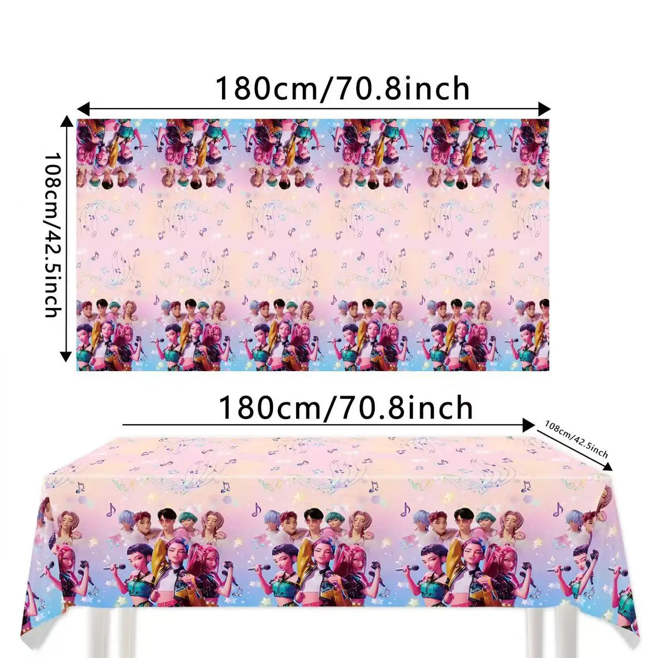 Kpop Demon Hunters Theme Disposable Tableware Set Party Supplies Huntrix Saga Boys Cake Toppings Hanging Cloth Party Decoration