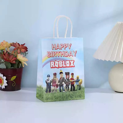 Roblox Birthday Party Decoration Roblox Game Set Tableware Tablecloth Balloon Cake Topper Backdrop Baby Showe Toy Party Supplies