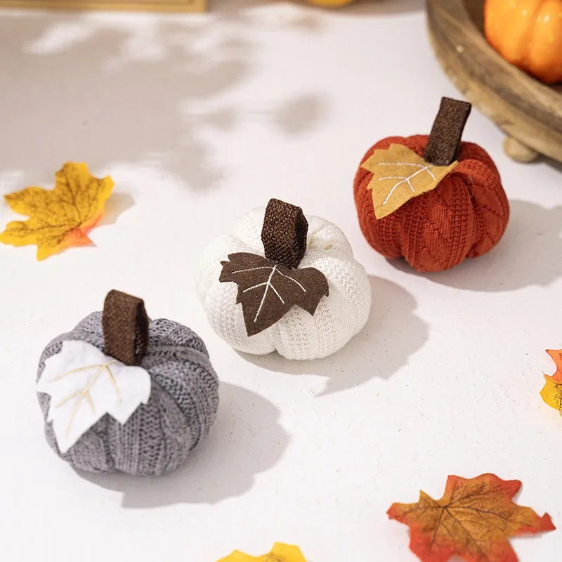Thanksgiving Party Decoration Knitted Pumpkin Harvest Festival Party DIY Pumpkin Ornament Happy Thanksgiving Day 2025 Home Decor