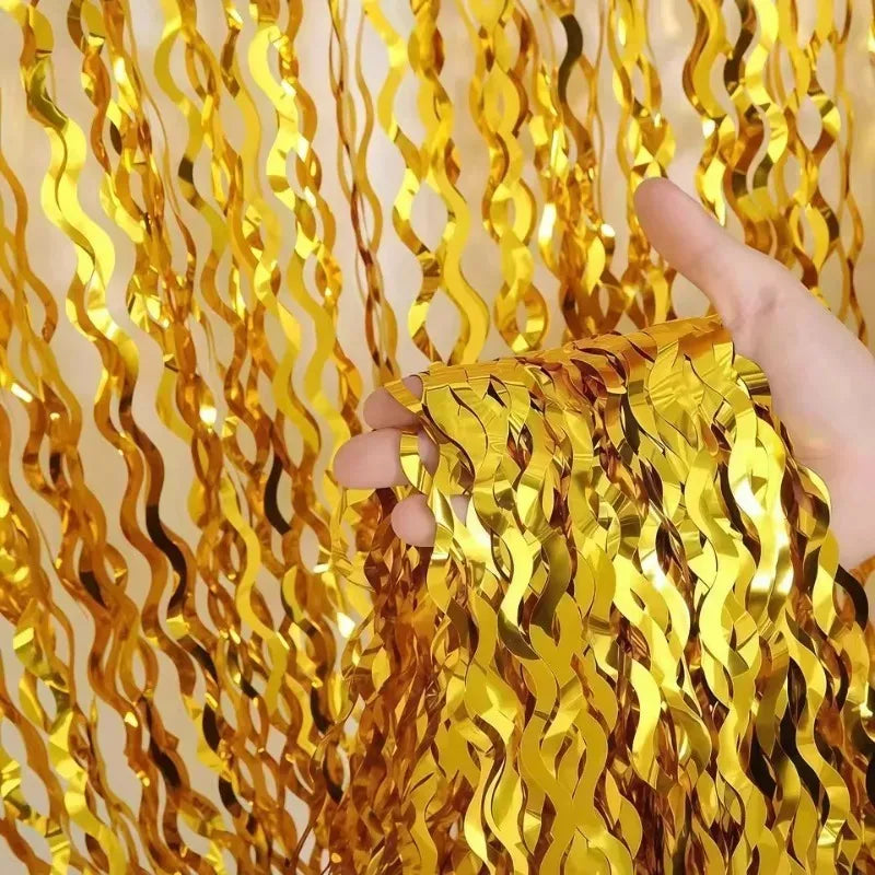 Disco Party Decor Foil Fringe Curtain 1/3/5PCS Sparkly Background Decoration for Birthday Wedding New Year Event