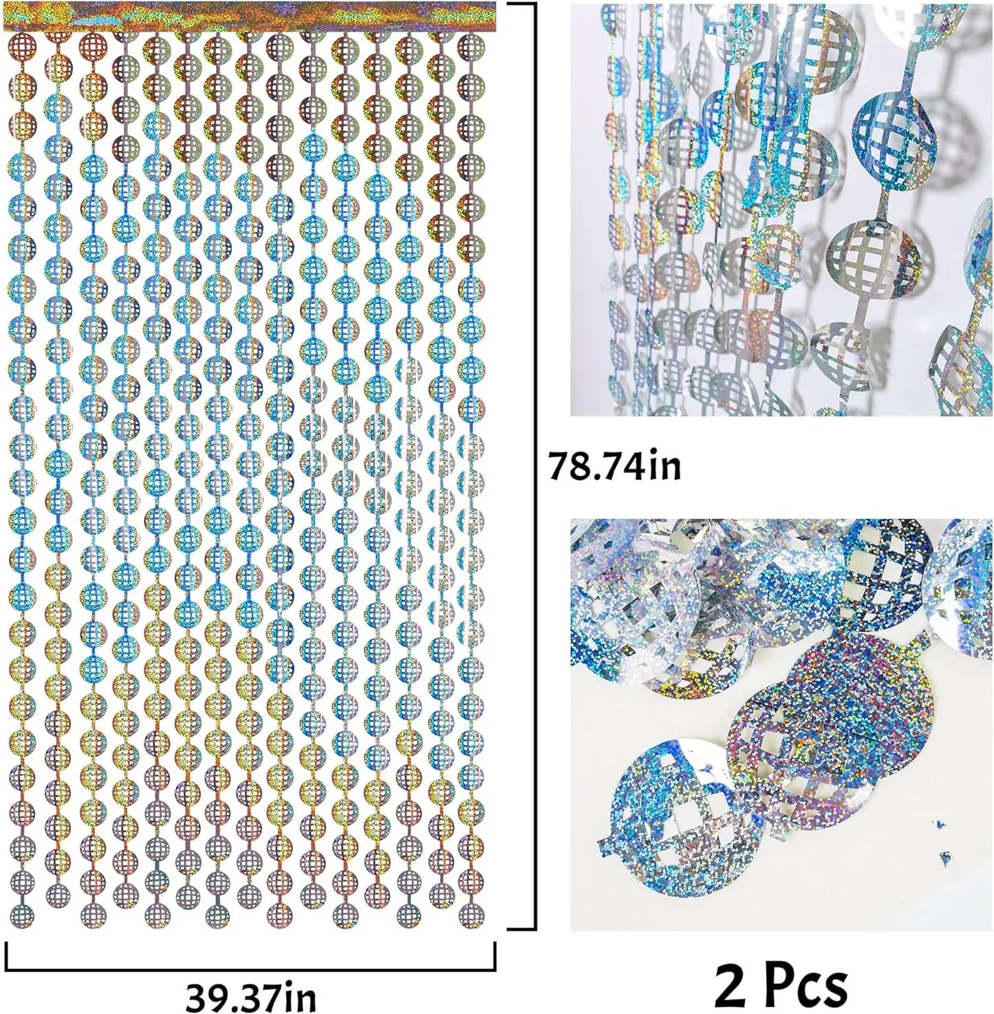 Disco Party Decorations Silver Foil Fringe Curtains Photo Backdrop for The 70s & 80s Last Disco Bachelorette Decades Party Decor