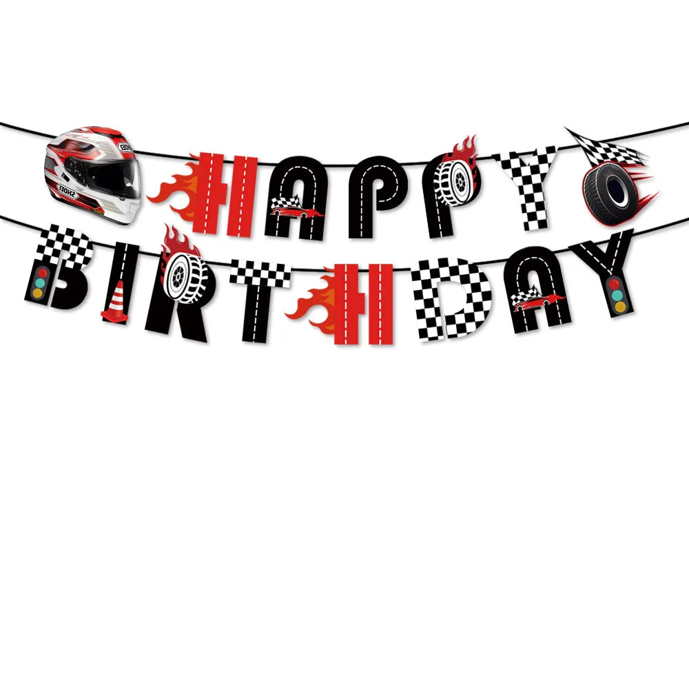 Racing Car Table Runner Tablecloths Table cover checkered flag racing road track kids Race Car Themed birthday Party Decoration