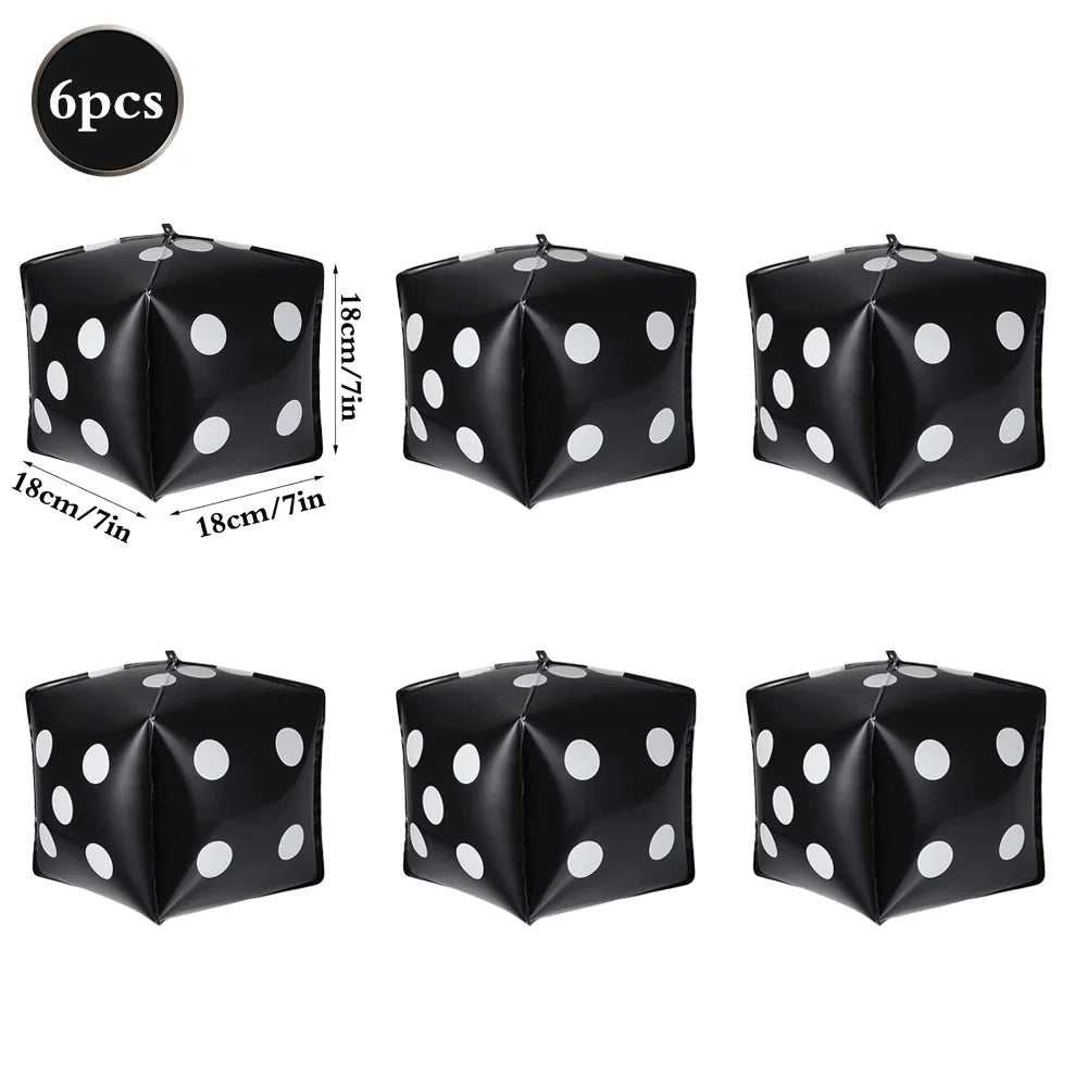 Casino Party Decoration Dice Balloon Lucky 7 Foil Balloon Latex Poker Balloons Casino Poker Party Las Vegas Wedding Decorations