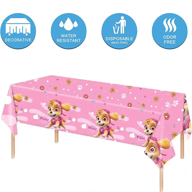 Paw Patrol Table Decoration Table Cloth Birthday Supplies Dog Party Decorations Disposable Table Cover Waterproof Party Supplies
