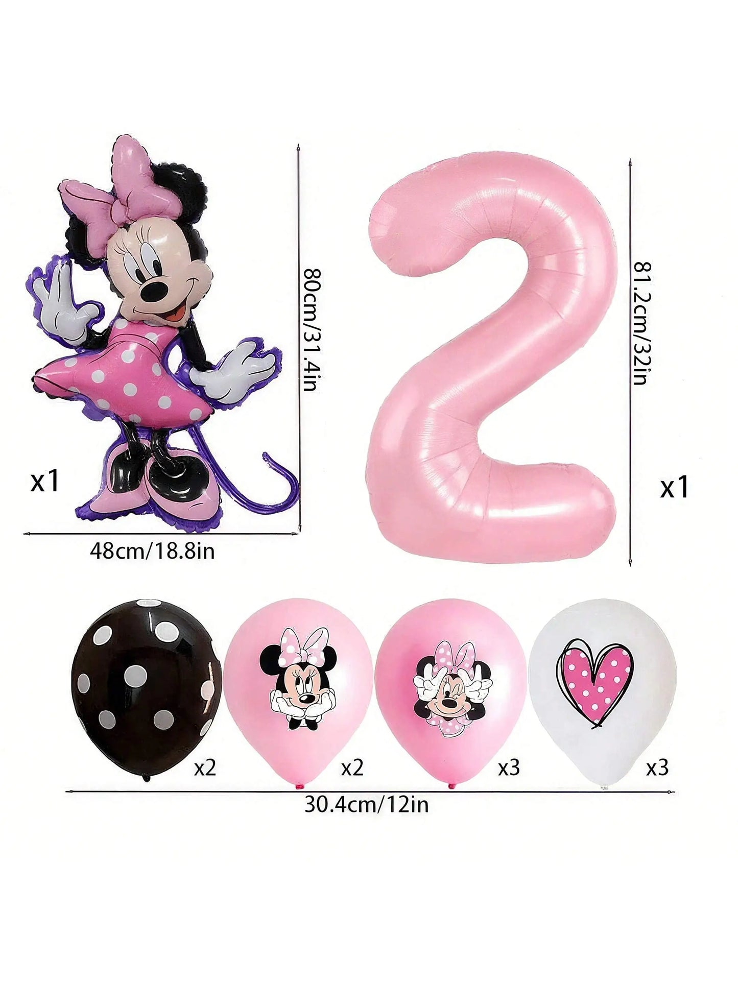 Minnie-themed Birthday Party Decorations, Decorations for Family and School Gatherings, Set of Latex Balloons and Foil Balloons