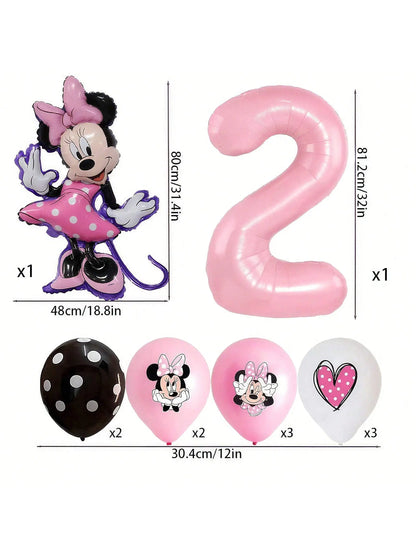 Minnie-themed Birthday Party Decorations, Decorations for Family and School Gatherings, Set of Latex Balloons and Foil Balloons