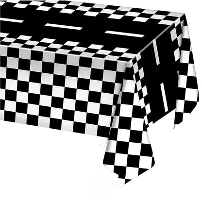 Checkered Race Car Party Tablecloths Black White Checkered Flag Tablecloth Racetrack Tablecover Racing Birthday Party Supplies