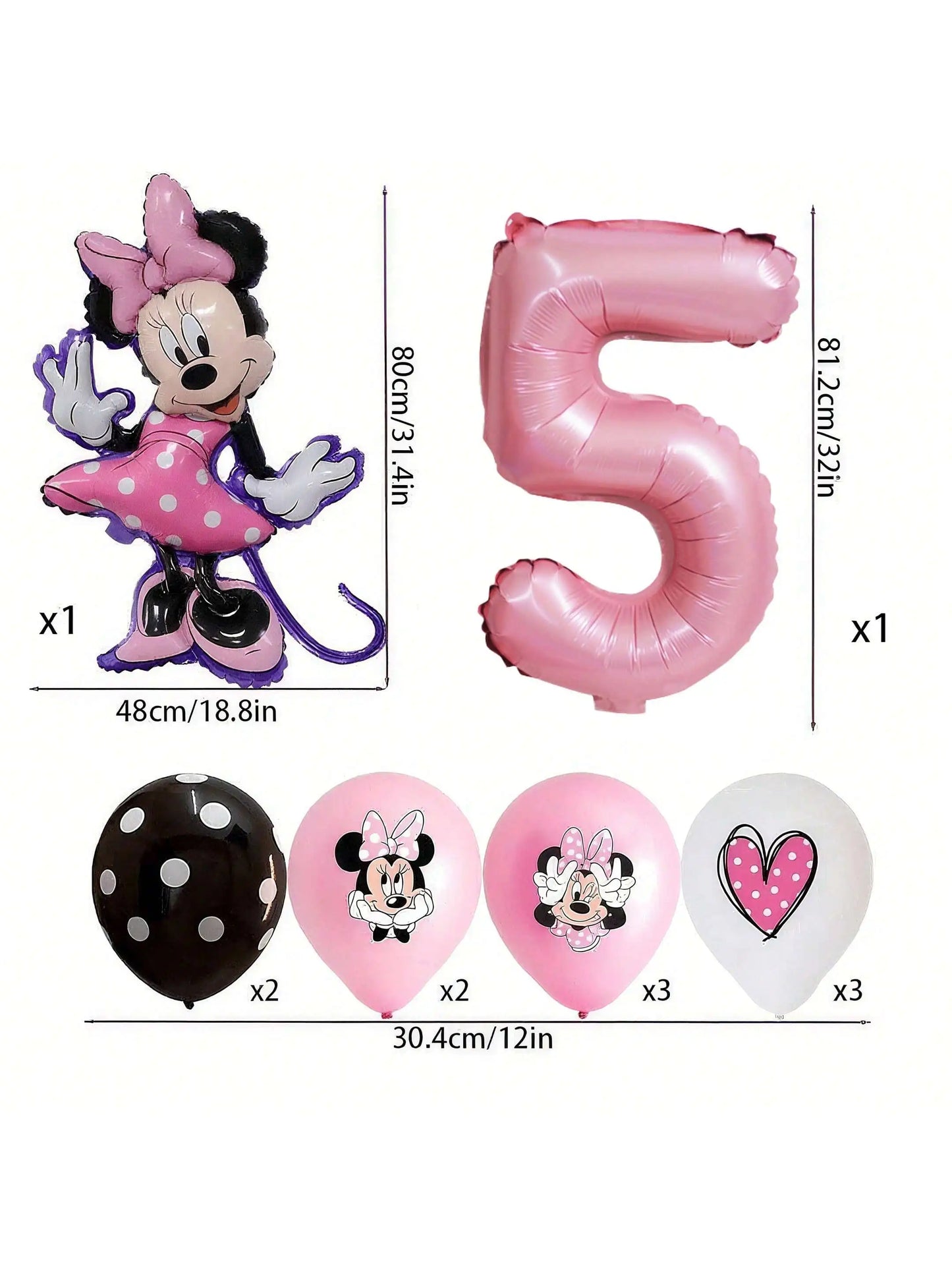 Minnie-themed Birthday Party Decorations, Decorations for Family and School Gatherings, Set of Latex Balloons and Foil Balloons
