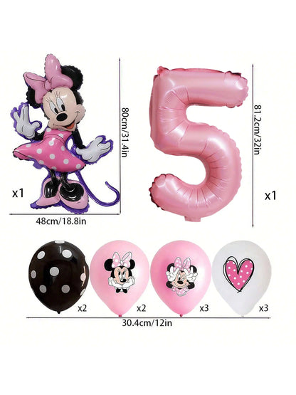 Minnie-themed Birthday Party Decorations, Decorations for Family and School Gatherings, Set of Latex Balloons and Foil Balloons