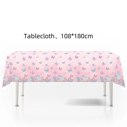 Butterfly Birthday Party Decoration Disposable Party Plates Cup Napkin Tablecloth Butterfly Knìfe Birthday Decoration Baby Showe